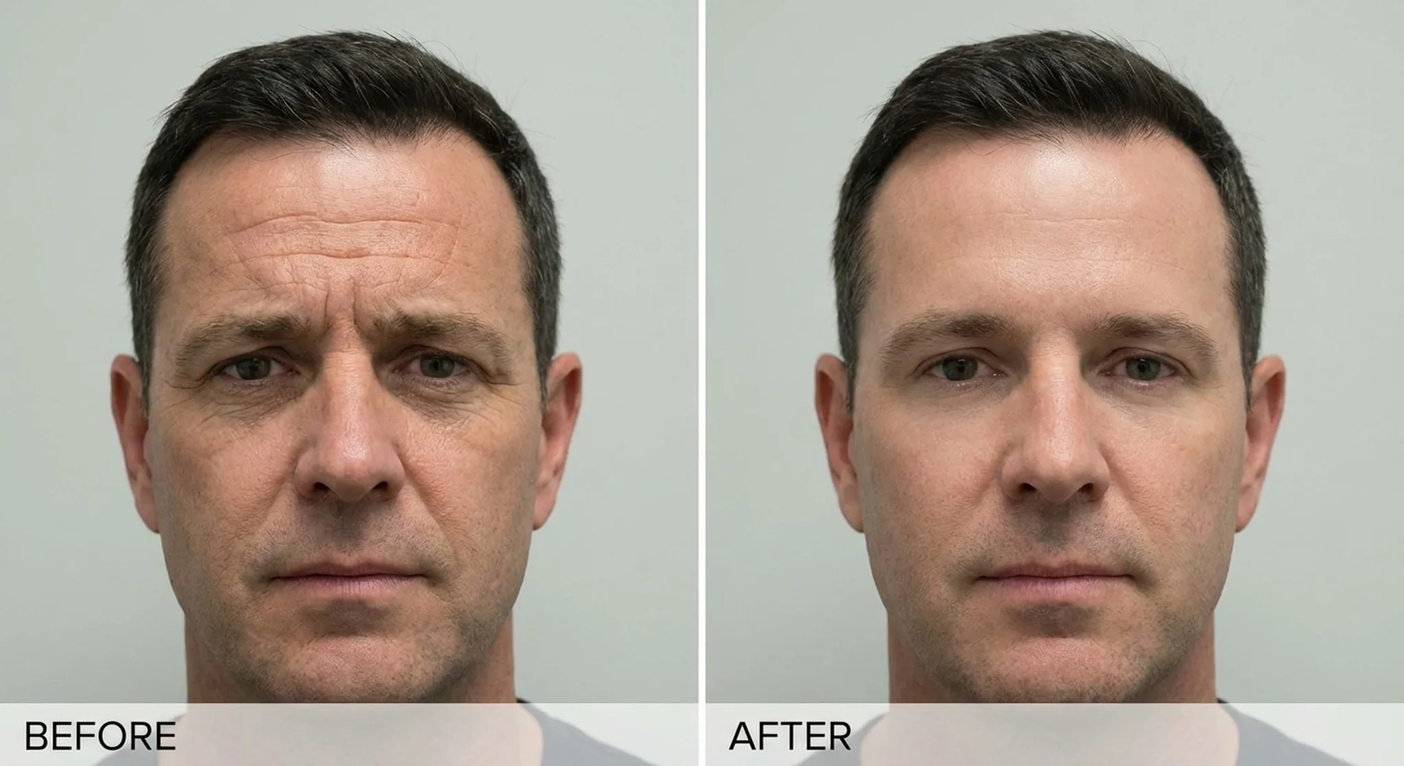 James before and after Anti Wrinkle for forehead lines with plan reviewed over 3 months