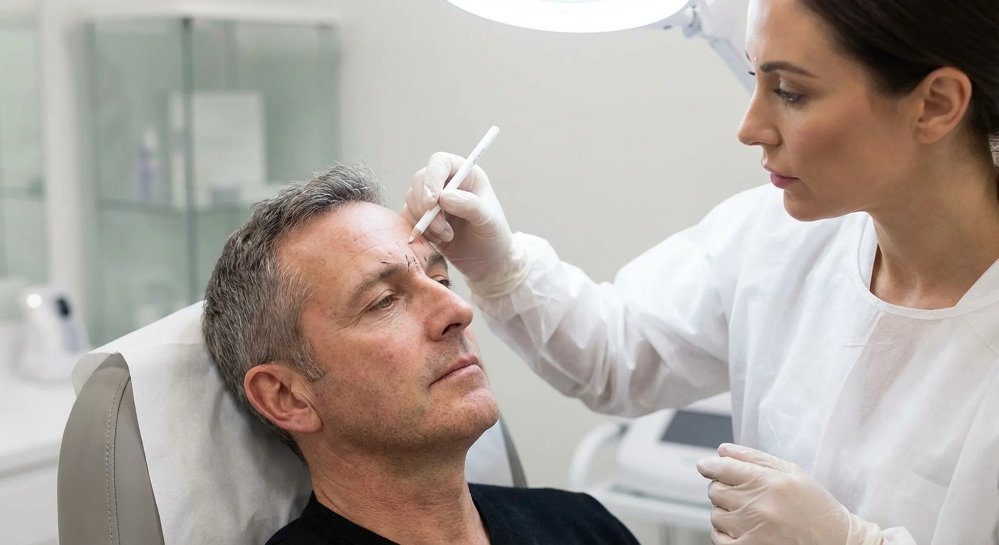 Consultation for anti wrinkle treatment covering multiple areas