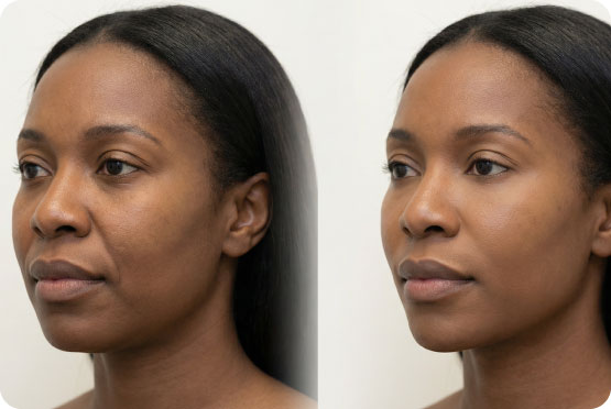 Before and after facial aesthetics result example
